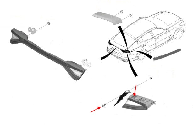Kia Stinger I CK (2017+) rear light mounting diagram