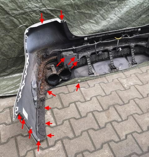 rear bumper attachment points Kia Stinger I CK (2017+)