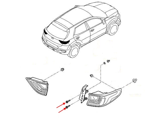 Kia Stonic I (2017+) rear light mounting diagram