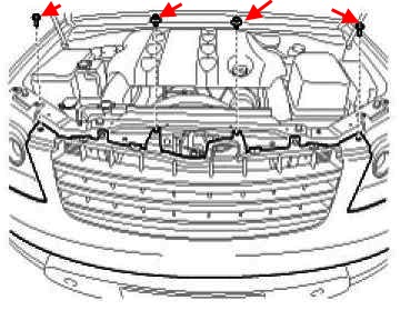 the scheme of fastening of the front bumper KIA Borrego (Mohave)