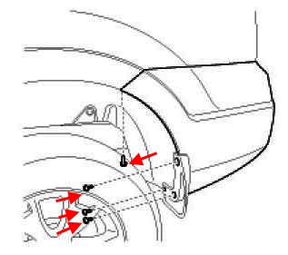 the scheme of fastening of the rear bumper KIA Borrego (Mohave)