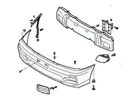 the scheme of fastening of the front bumper KIA Joice (Carstar)