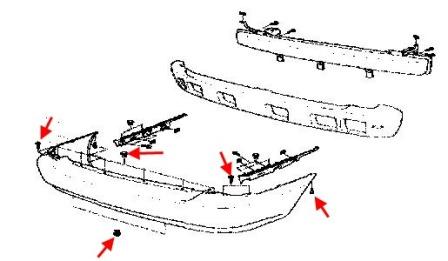the scheme of fastening of the rear bumper KIA Magentis (2000-2005)