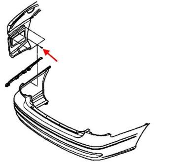 the scheme of fastening of the rear bumper KIA Opirus (Amanti)