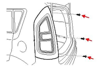 scheme of fastening of a back lantern Kia Soul I (2008-2014)