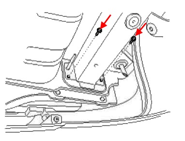 Diagrama de montaje del parachoques trasero del Kia Soul I (2008-2014)