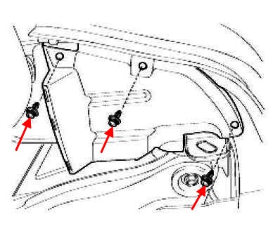 the scheme of fastening of the front bumper KIA Spectra