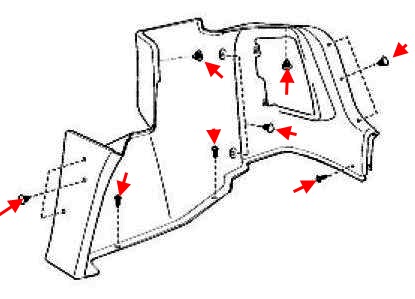 Befestigungsdiagramm der KIA Spectra-Kofferraumverkleidung