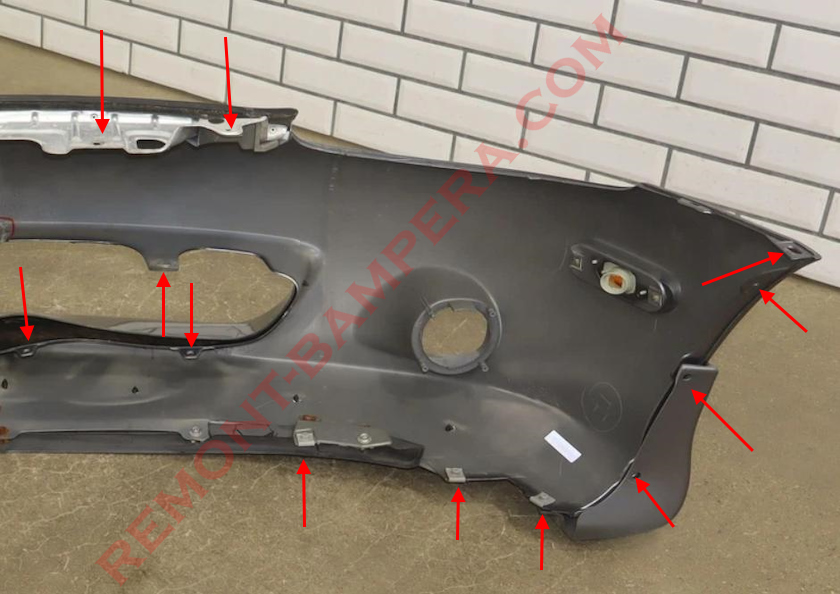 Mazda MX-5 NB Front Bumper Mounting Locations (1998–2005)