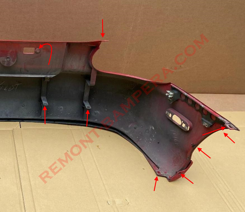 Mazda MX-5 NB rear bumper mounting locations (1998–2005)