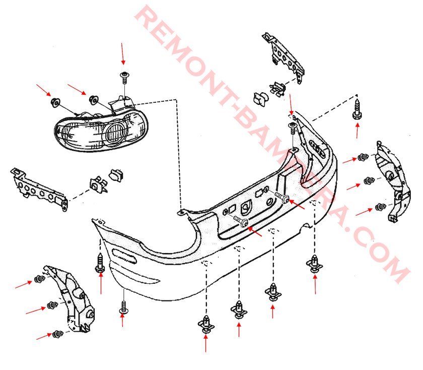 Mazda MX-5 NB (1998–2005) Rear Bumper Mounting Diagram