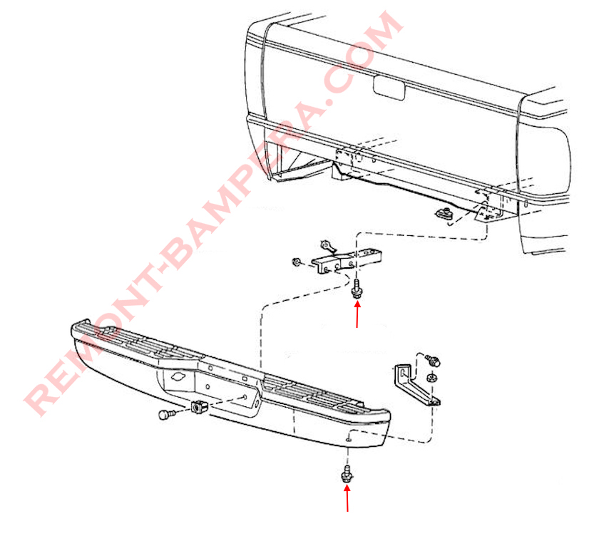 Mazda B-series IV rear bumper mounting diagram