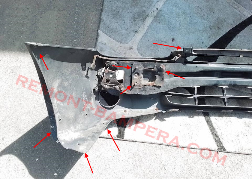 Mazda MX-3 Front Bumper Mounting Locations (1991-1998)