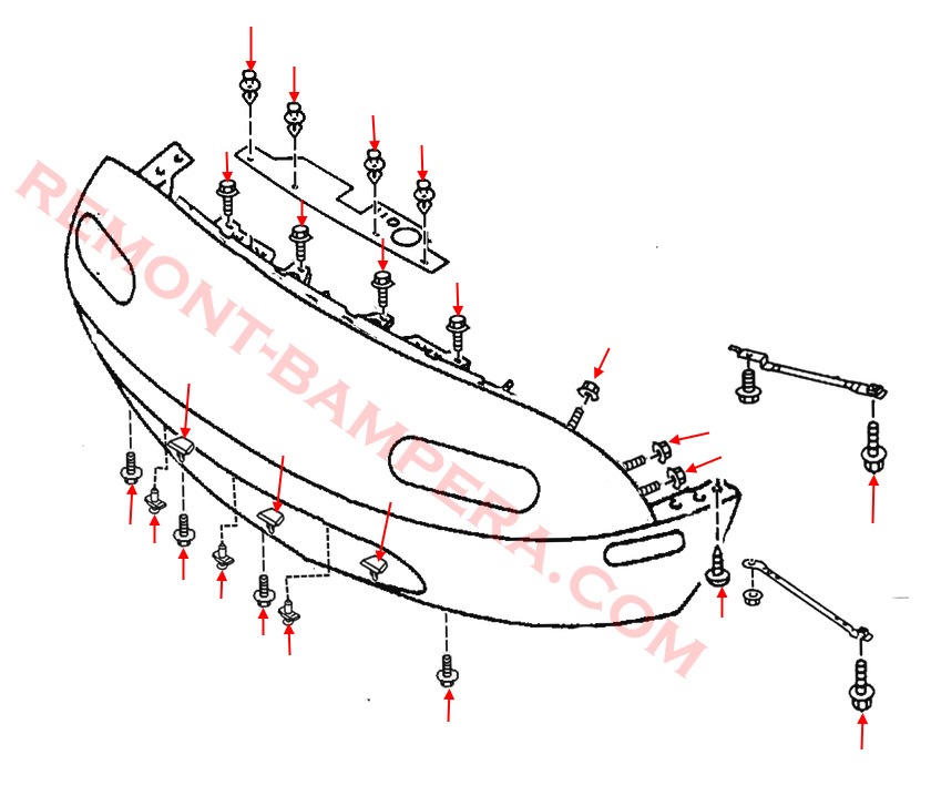 Mazda MX-5 NA Front Bumper Mounting Diagram