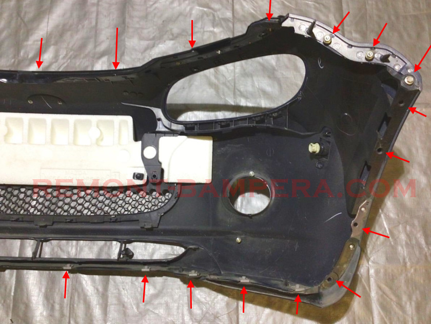 Mazda MX-5 NC (2005–2015) Front Bumper Mounting Locations