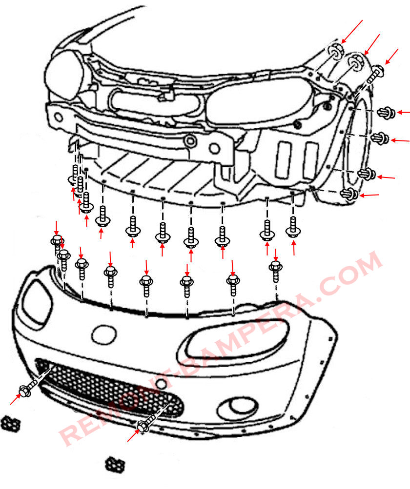 Mazda MX-5 NC (2005–2015) Front Bumper Mounting Diagram