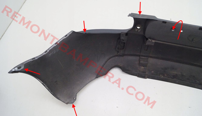 Mazda MX-5 NC (2005–2015) rear bumper mounting locations