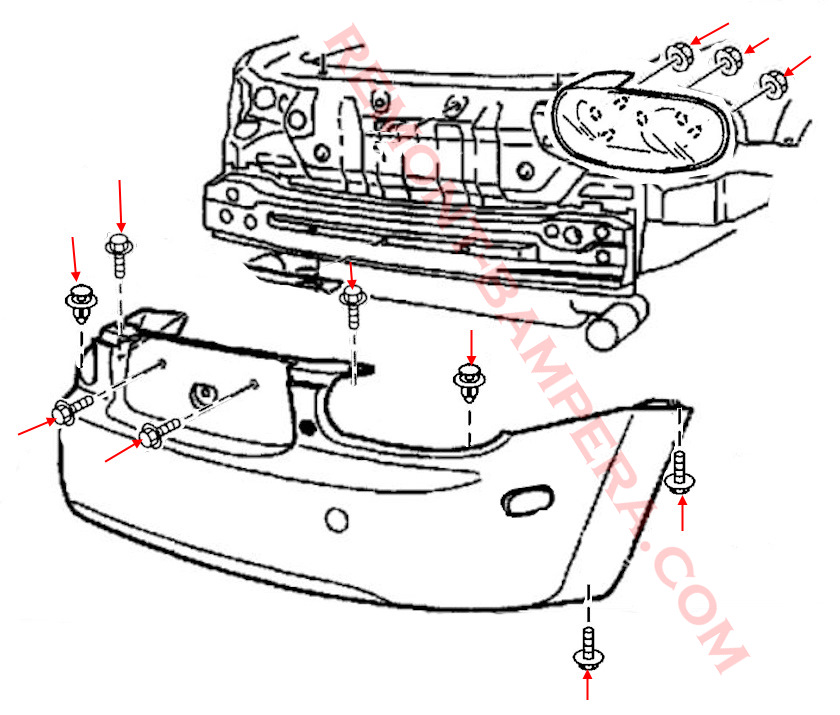 Mazda MX-5 NC (2005–2015) Rear Bumper Mounting Diagram