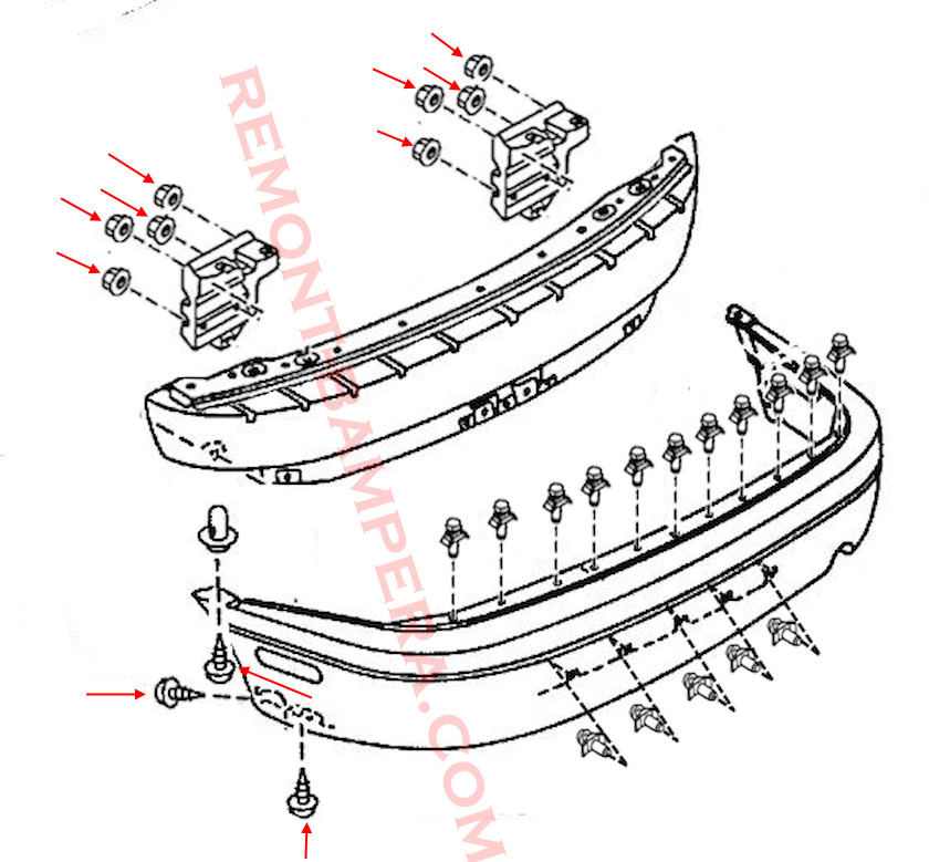Mazda MX-5 NA Rear Bumper Mounting Diagram