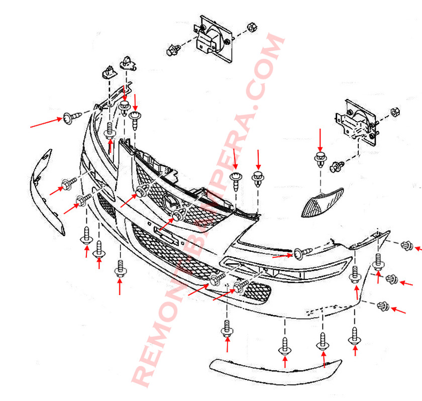 Mazda Premacy 1 Front Bumper Mounting Diagram