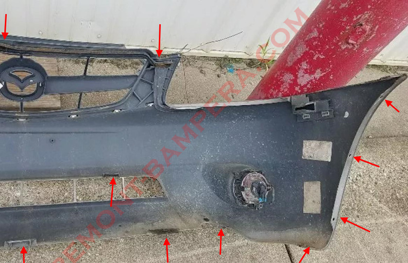 Mazda Tribute I-II Front Bumper Mounting Locations