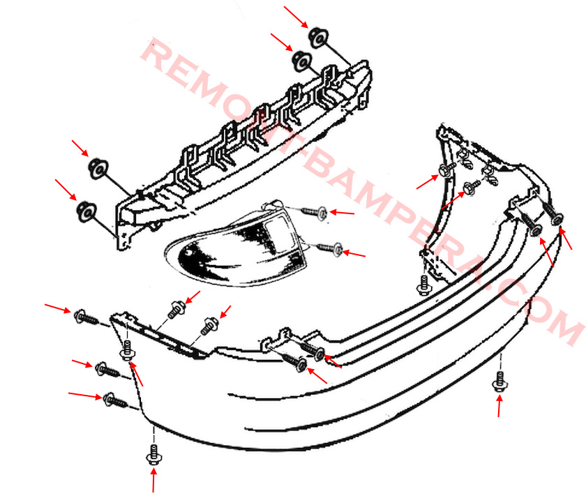 Mazda Xedos 6 (1992–1999) rear bumper mounting diagram