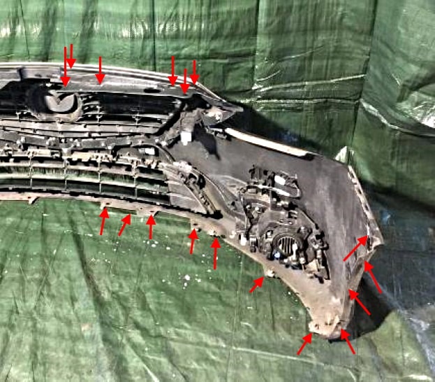 места крепления переднего бампера Mazda 6 III (GJ/GL) (2013-2022)
