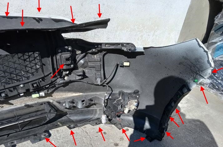 места крепления переднего бампера Mazda CX-5 II KF (2017+)