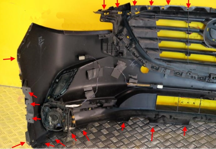 места крепления переднего бампера Mazda CX-9 II TC (2016+)