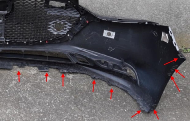 Mazda 3 IV (BP) (2019+) front bumper attachment points