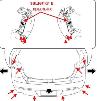 diagram of rear bumper MAZDA 3 (2009-2013)
