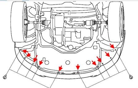 the scheme of fastening of the front bumper MAZDA 5 (after 2010)