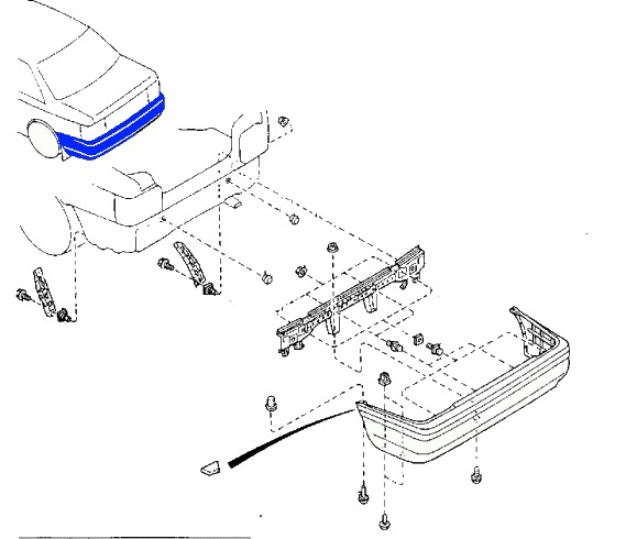 Montageschema für hintere Stoßstange MAZDA 626 (1987-1992)