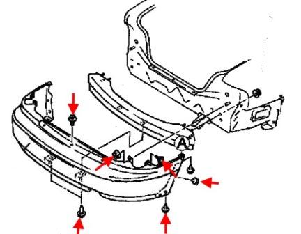 schéma de montage du pare-chocs arrière MAZDA 626 (1997-2002)
