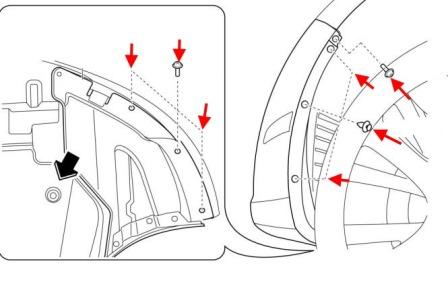 the scheme of fastening of the front bumper Mazda 6 II (GH) (2008-2012)