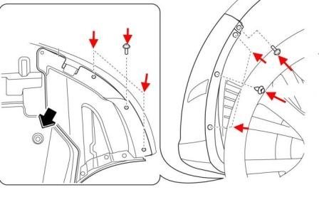 schéma de montage du pare-chocs avant Mazda 6 II (GH) (2008-2012)