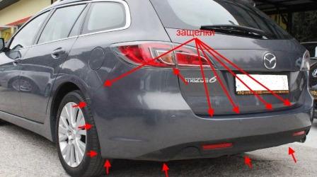 the attachment of the rear bumper Mazda 6 II (GH) (2008-2012)