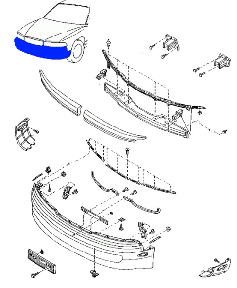 Montageplan für die vordere Stoßstange des MAZDA 929