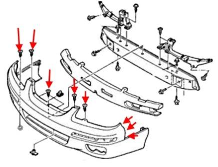 the scheme of fastening of the front bumper MAZDA XEDOS-9, Millenia