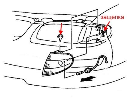 the scheme of mounting the front turn signal MAZDA XEDOS-9, Millenia