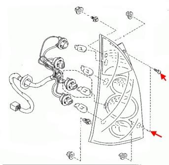 scheme of fastening of rear light MAZDA PREMACY