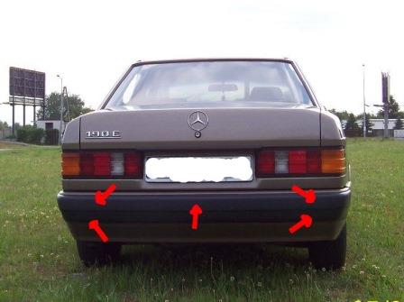 points de fixation pour le pare-chocs arrière Mercedes E190 W201