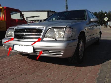 the attachment of the front bumper W140 Mercedes