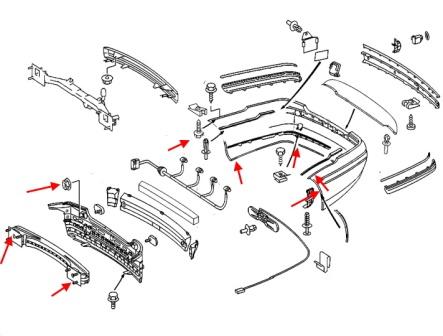 Schema montaggio paraurti posteriore Mercedes Classe CL C215