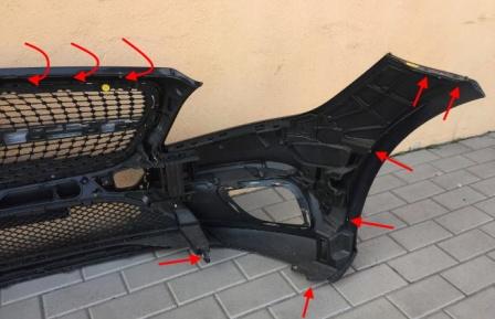 the attachment of the front bumper Mercedes CLS-Class C218