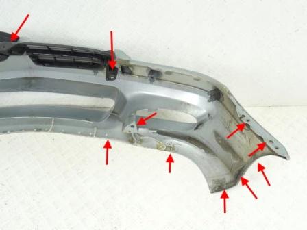 Puntos de fijación del parachoques delantero Mercedes SLK-Class R171