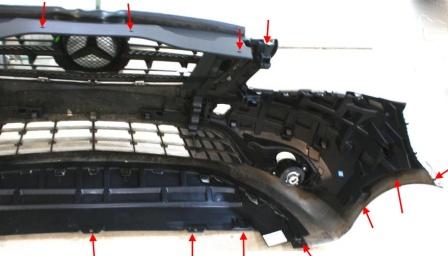 the attachment of the front bumper of the Mercedes V-Class W447, Vito/ Viano