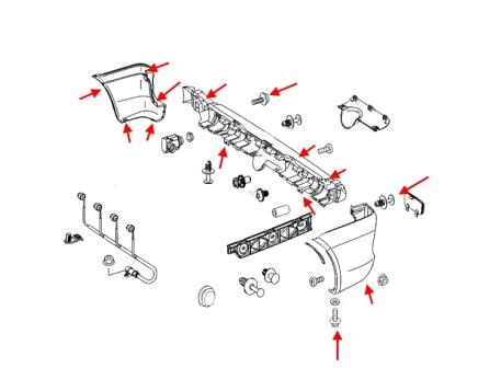 Montageplan der hinteren Stoßstange Mercedes V-Klasse W639 Vito / Viano