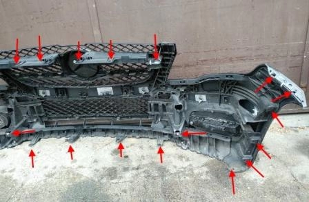 Befestigungspunkte der vorderen Stoßstange der Mercedes GLK-Klasse X204