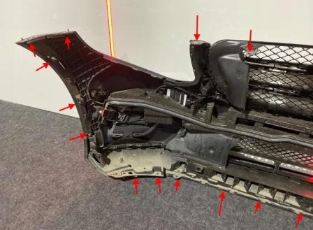the attachment of the front bumper of the Mercedes GLC-Class X253